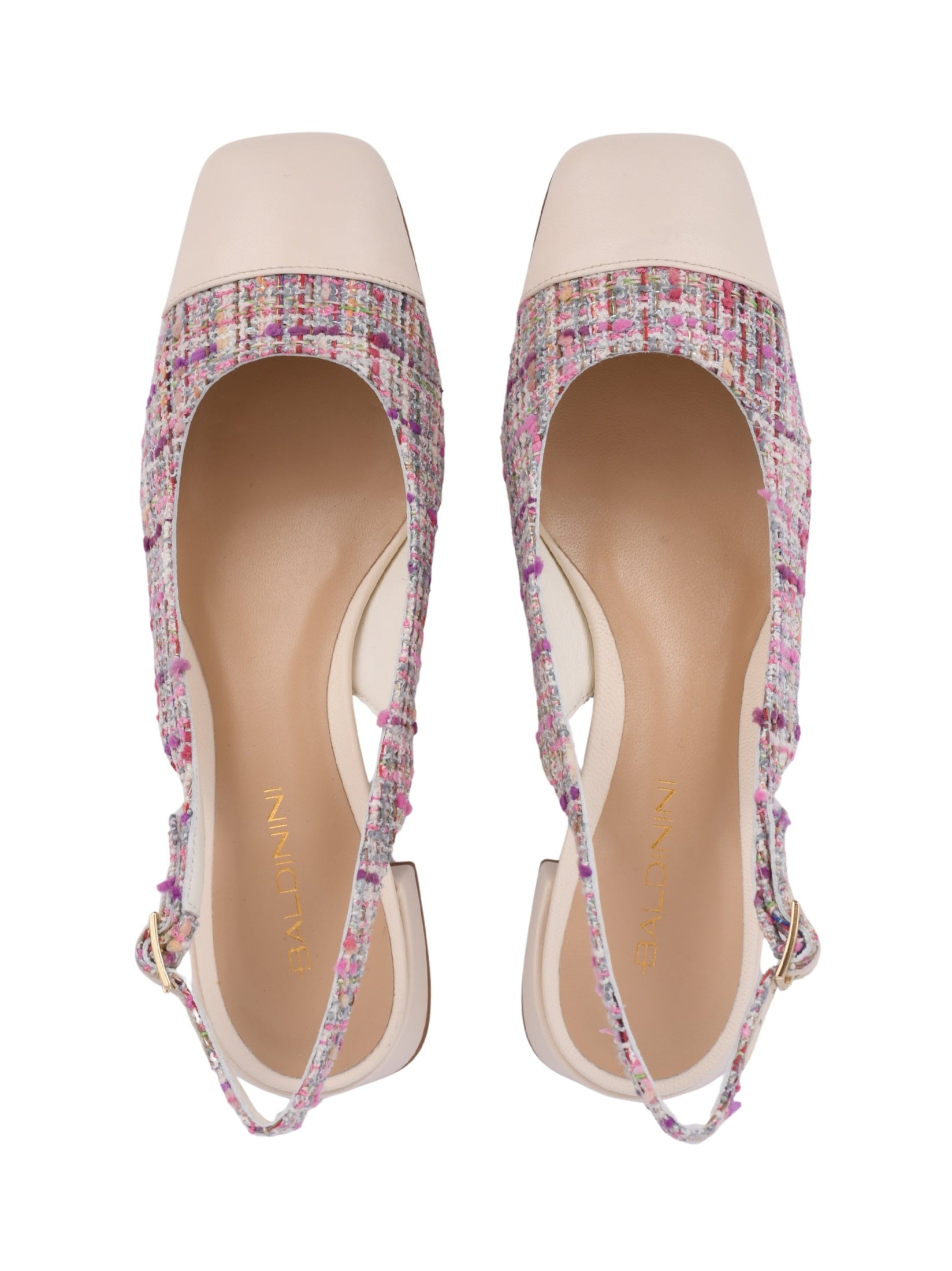 Slingback nappa & tweed off w & multic