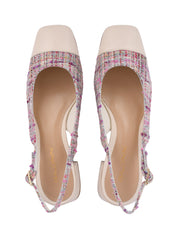 Slingback nappa & tweed off w & multic