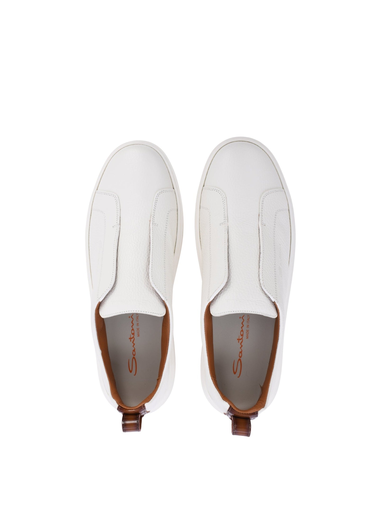 Men's white tumbled leather slip-on sneaker