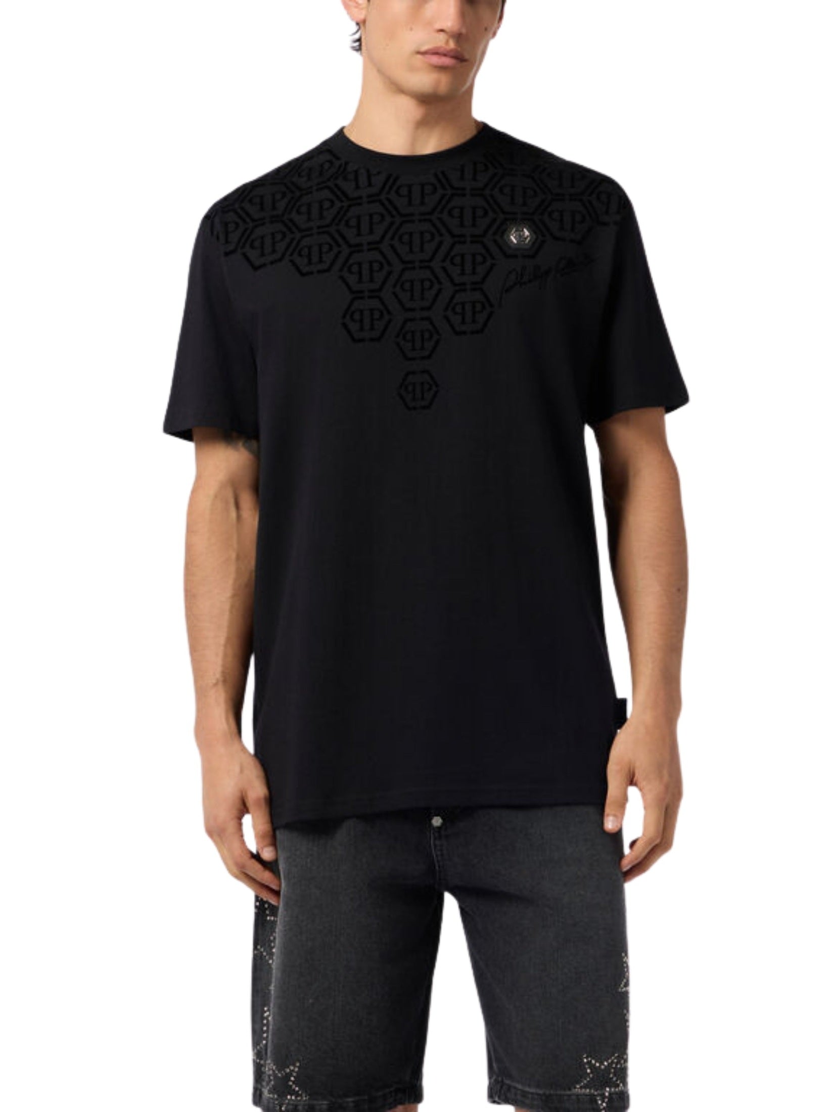 Round neck t-shirt degradé monogram