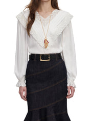 Cream viscose lace top
