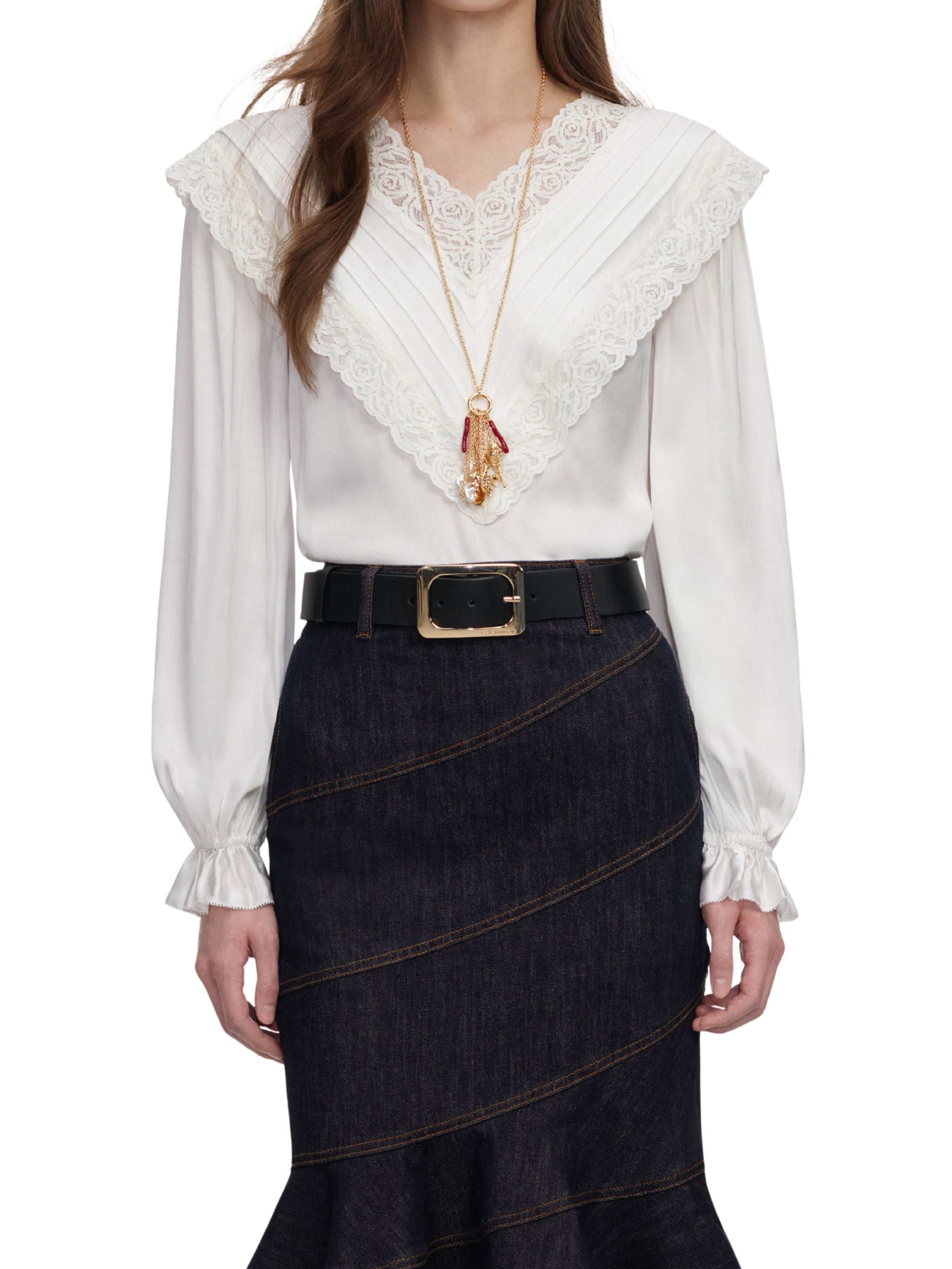 Cream viscose lace top
