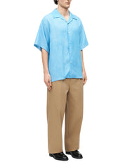 Light blue bowling short-sleeve lyocell shirt