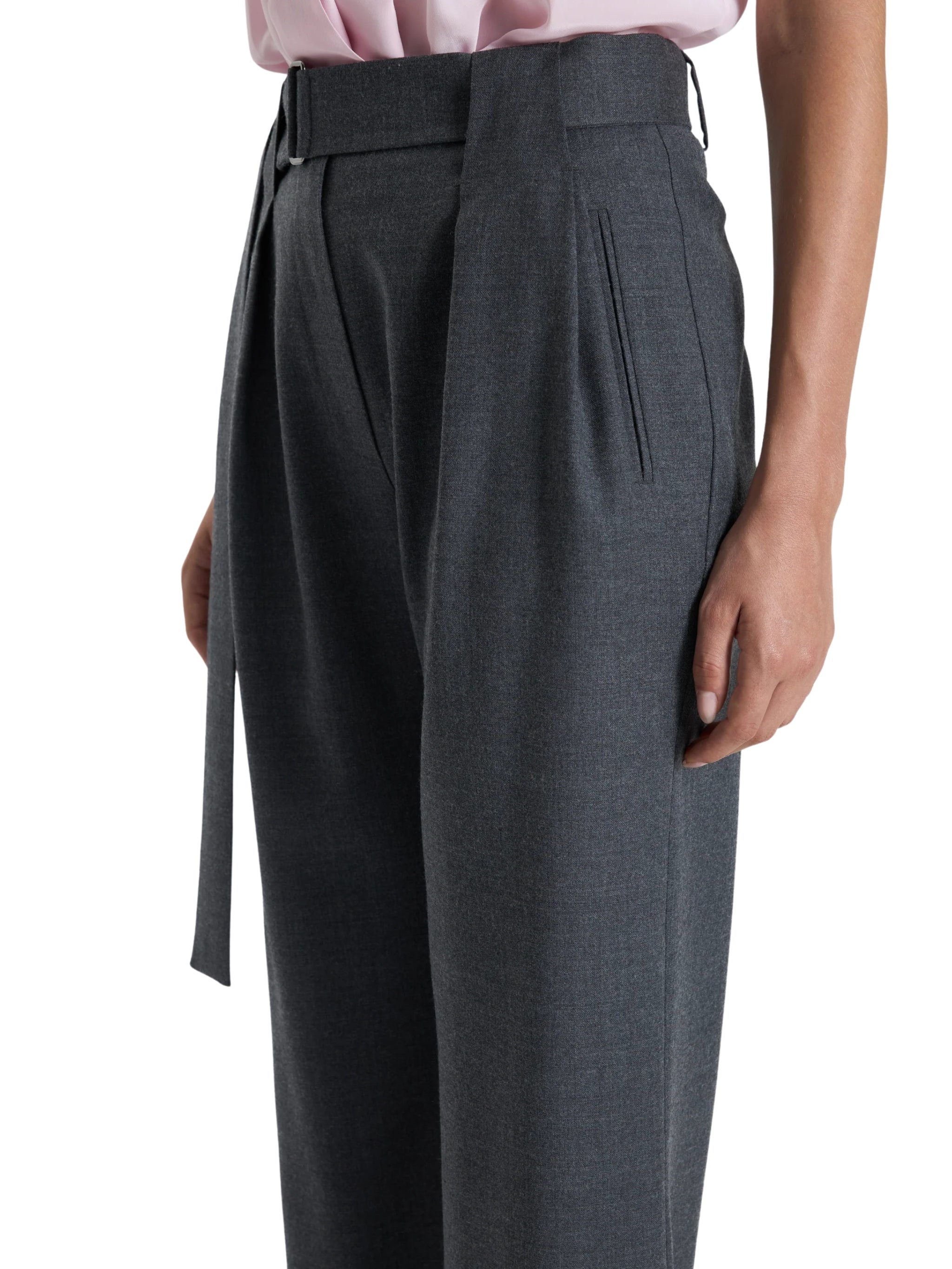 BELTED WIDE LEG TROUSERS