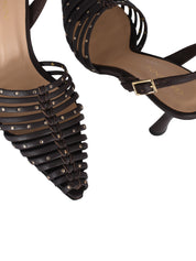 Slingback calf w/studs brown