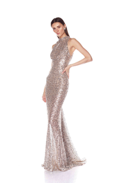 TESSA SILVER HALTERNECK GOWN