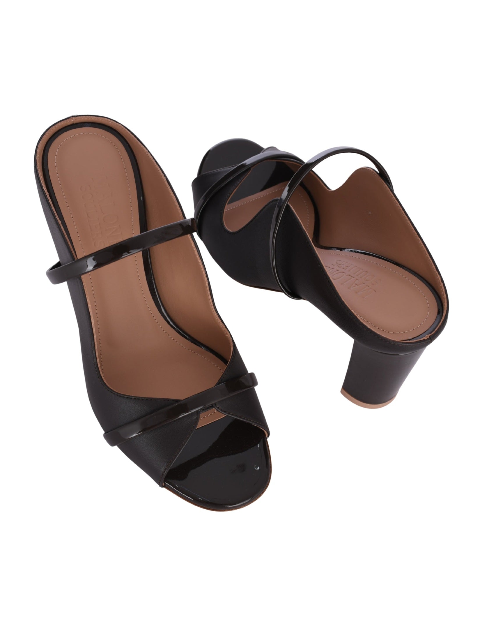 Norah 70 black embossed leather sandals