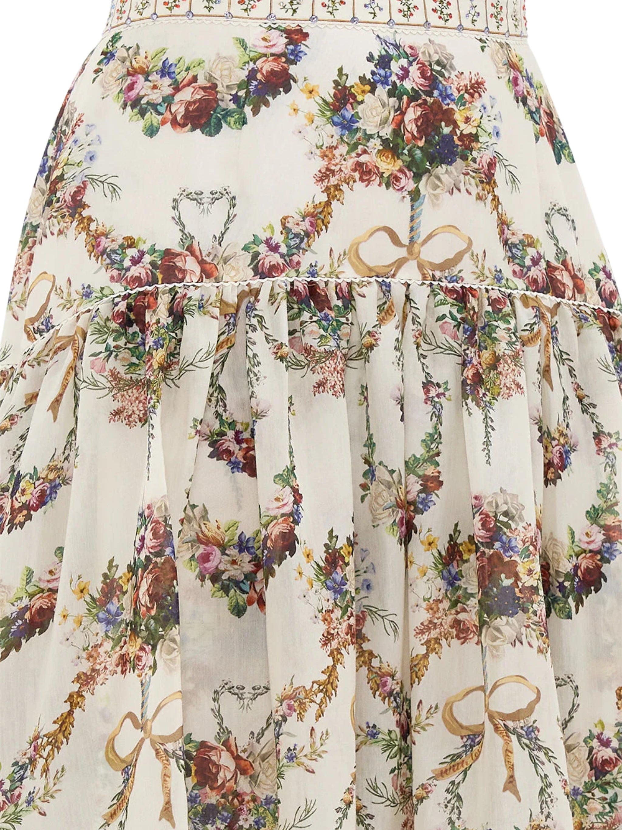 FITTED WAIST GATHERED SKIRT WITH LINING