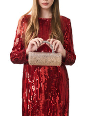 Malika stone-encrusted hotfix baguette clutch