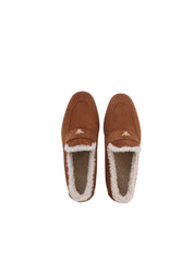 CARAMEL AND IVORY CURLY SHEARLING LOFTY FLANEUR