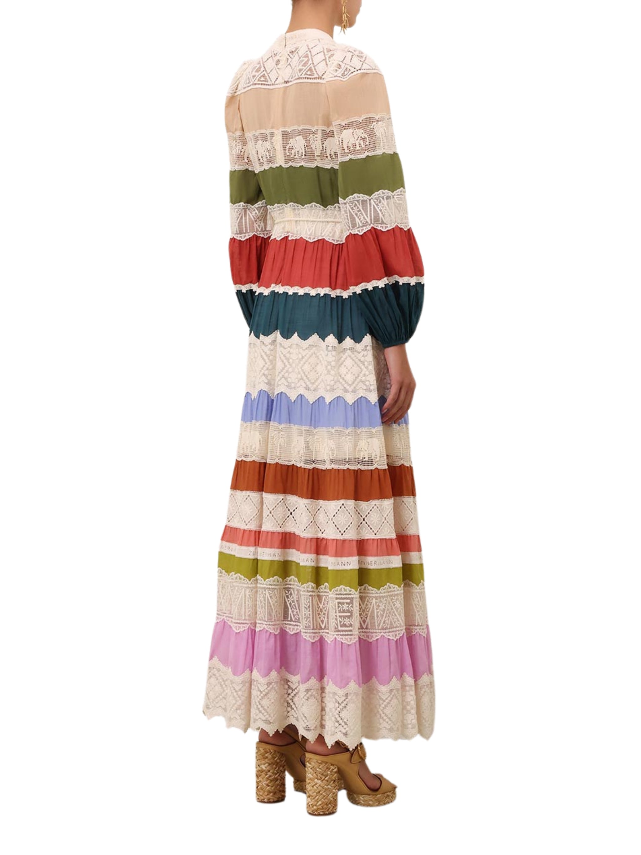 Indra lace stripe maxi dress