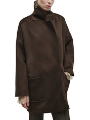Short Melton Coat with Large Pockets