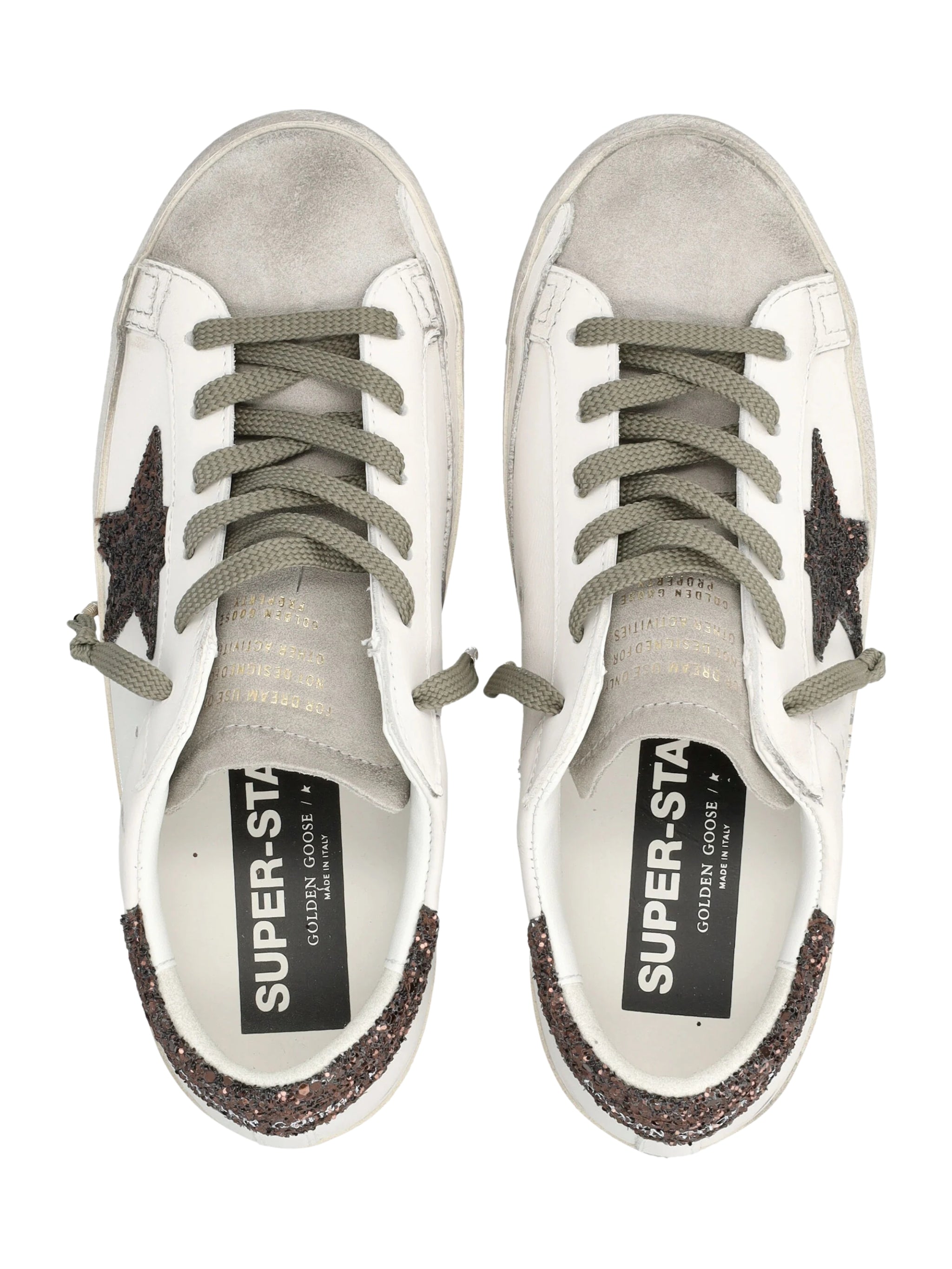 Super star leather upper suede toe and tongue glitter star and heel