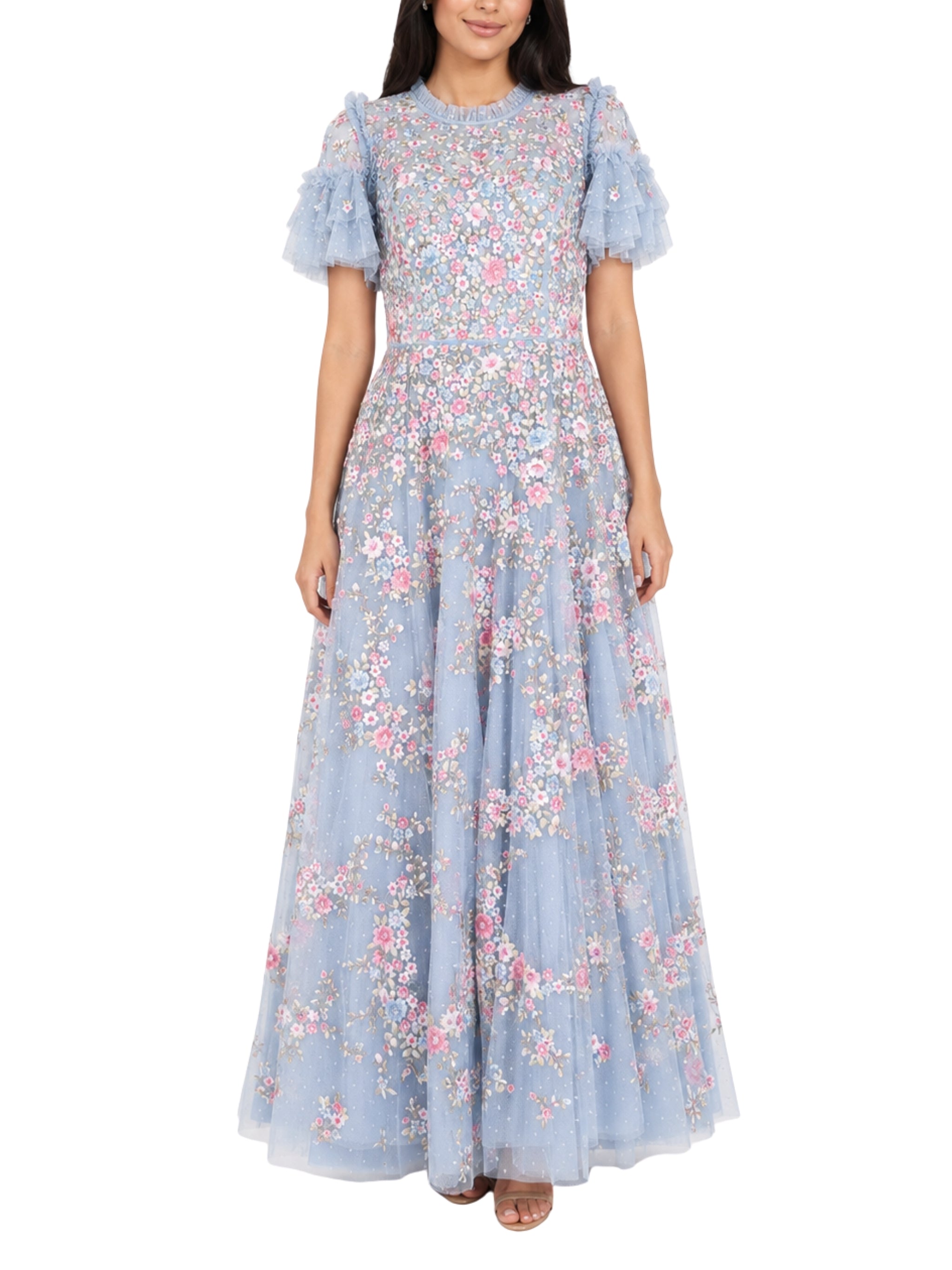 Lunaria wreath round neck ankle gown