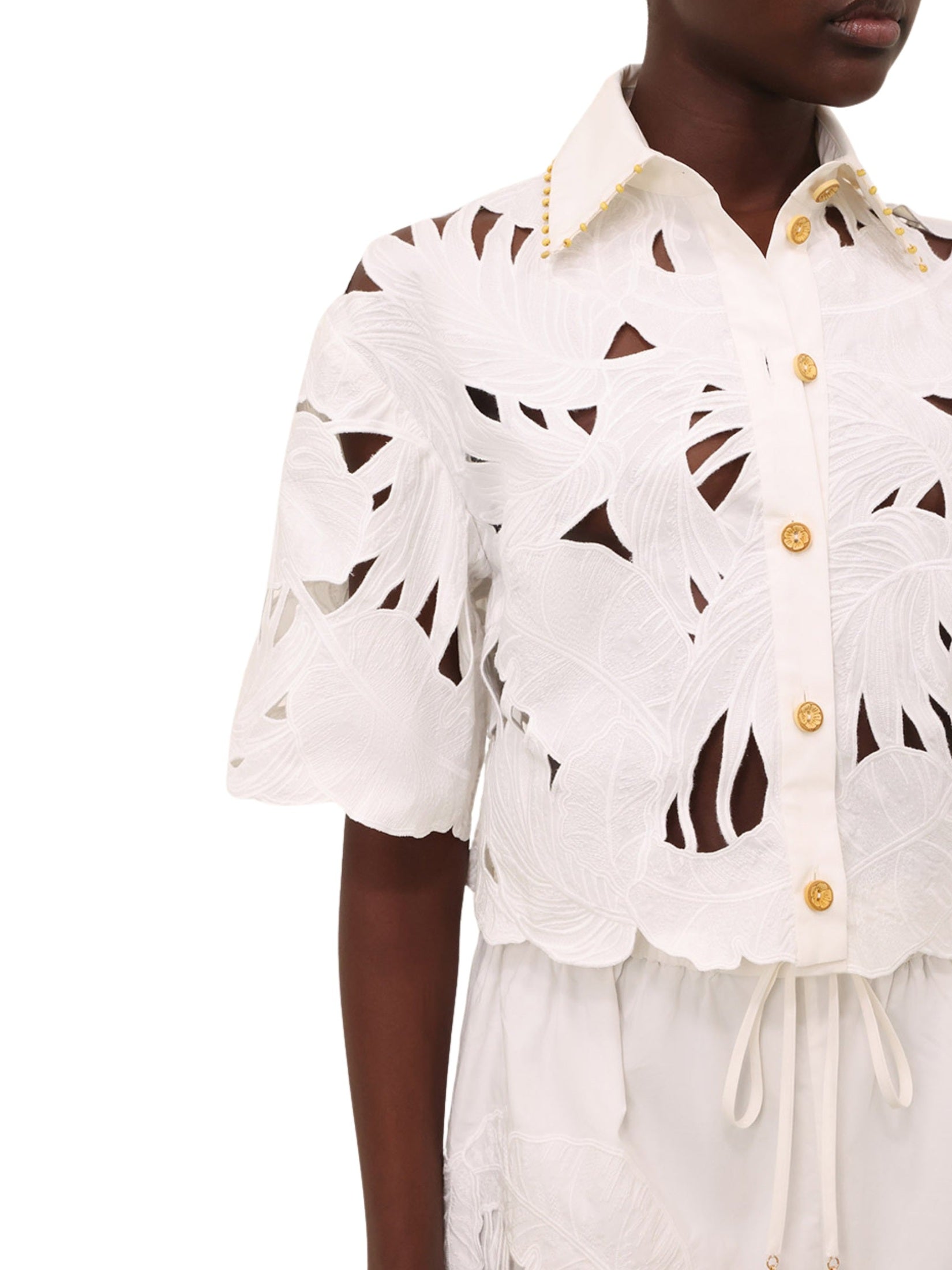 Mahon embroidered crop shirt