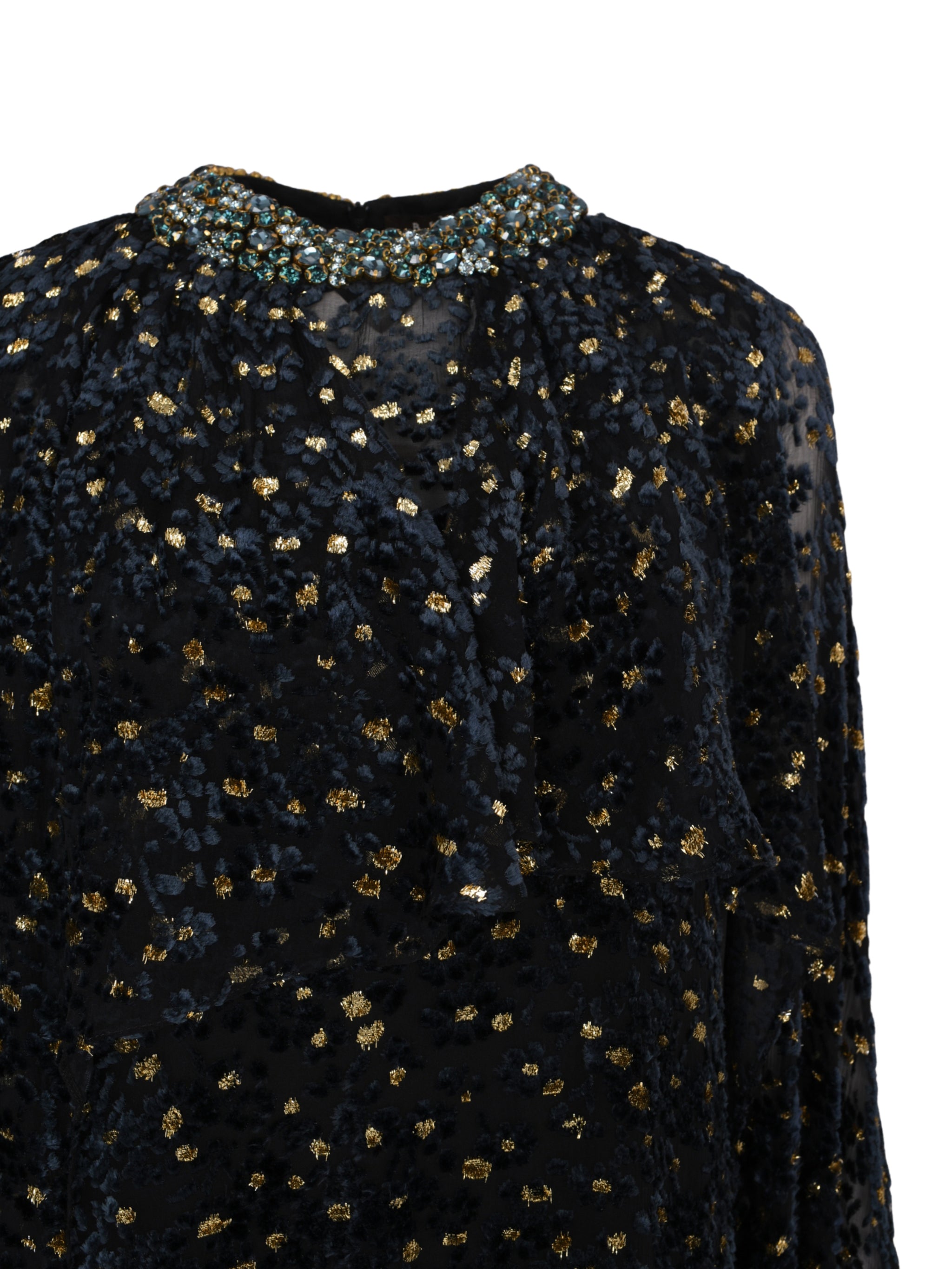 Imola beaded neckline fil coupe chiffon full length cape dress