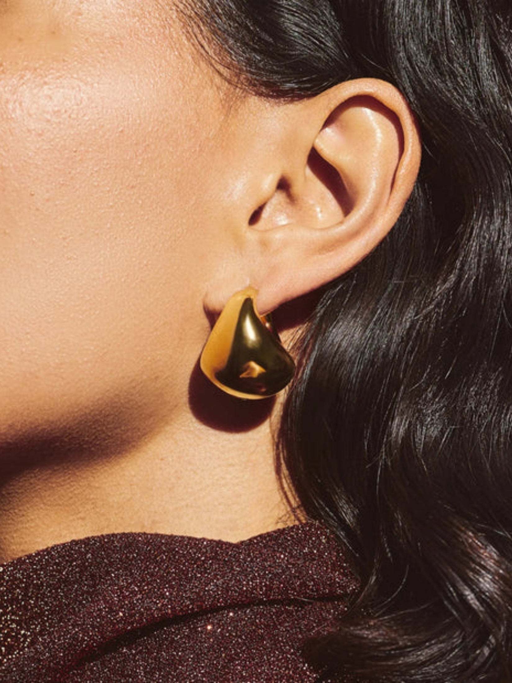 Sculptural chubby dome medium hoop earrings