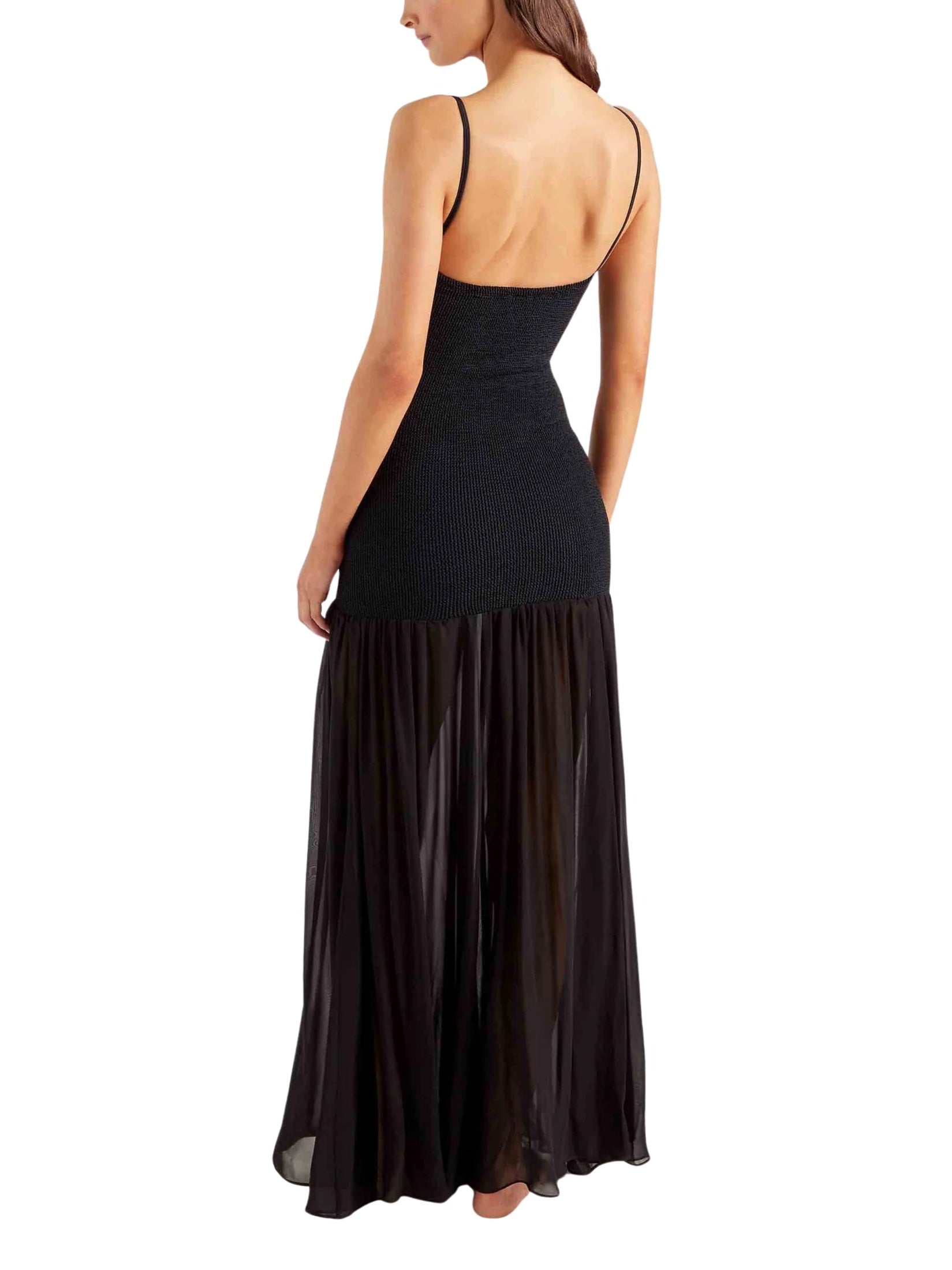 Hybrid dress - a crinkle/georgette black