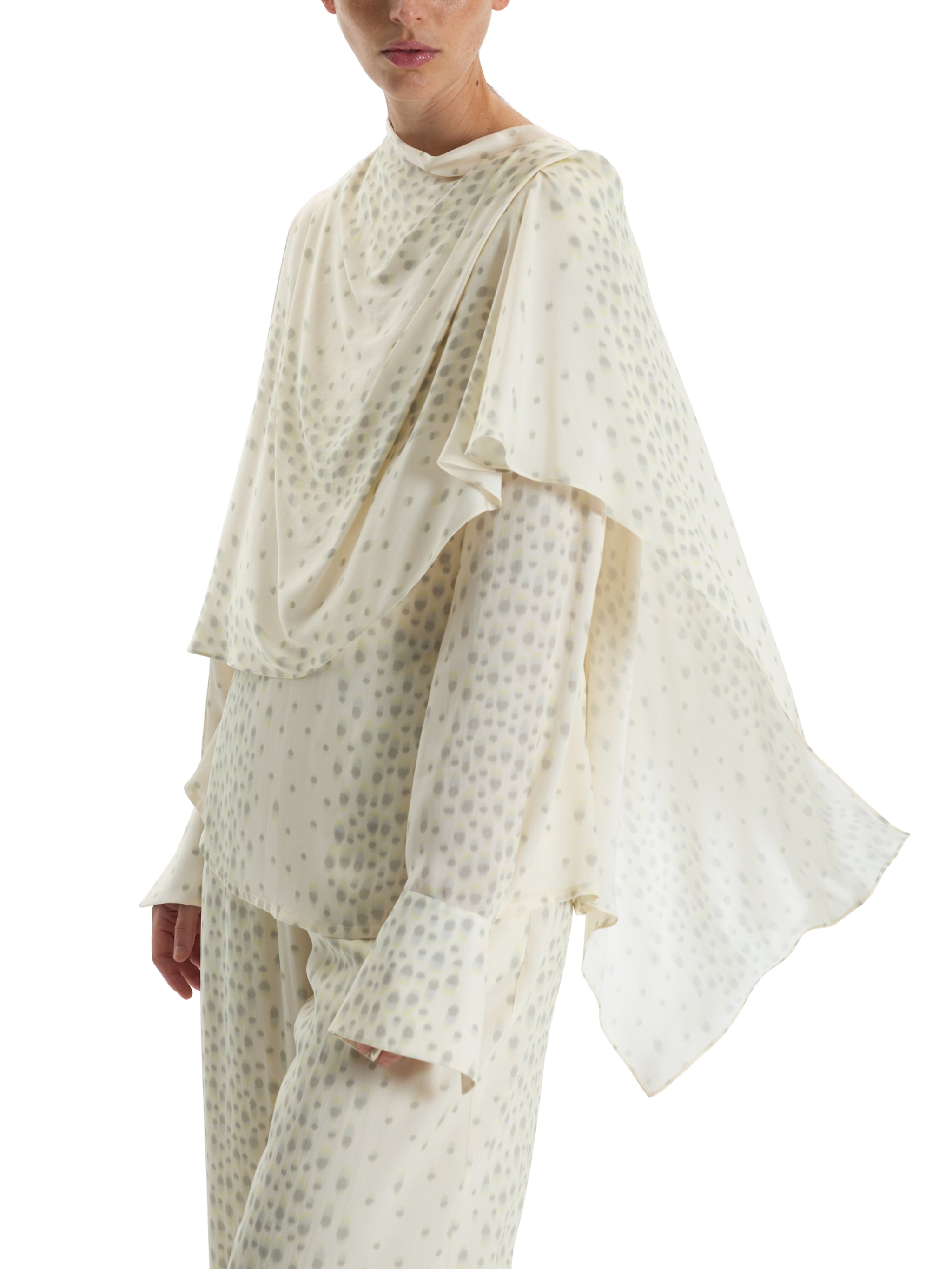 POLKA DOT DRAPED BLOUSE