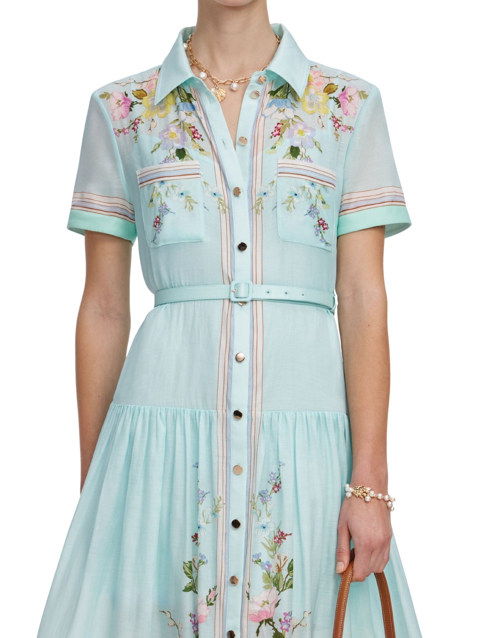 Mint floral organza midi dress