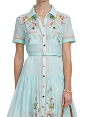 Mint floral organza midi dress