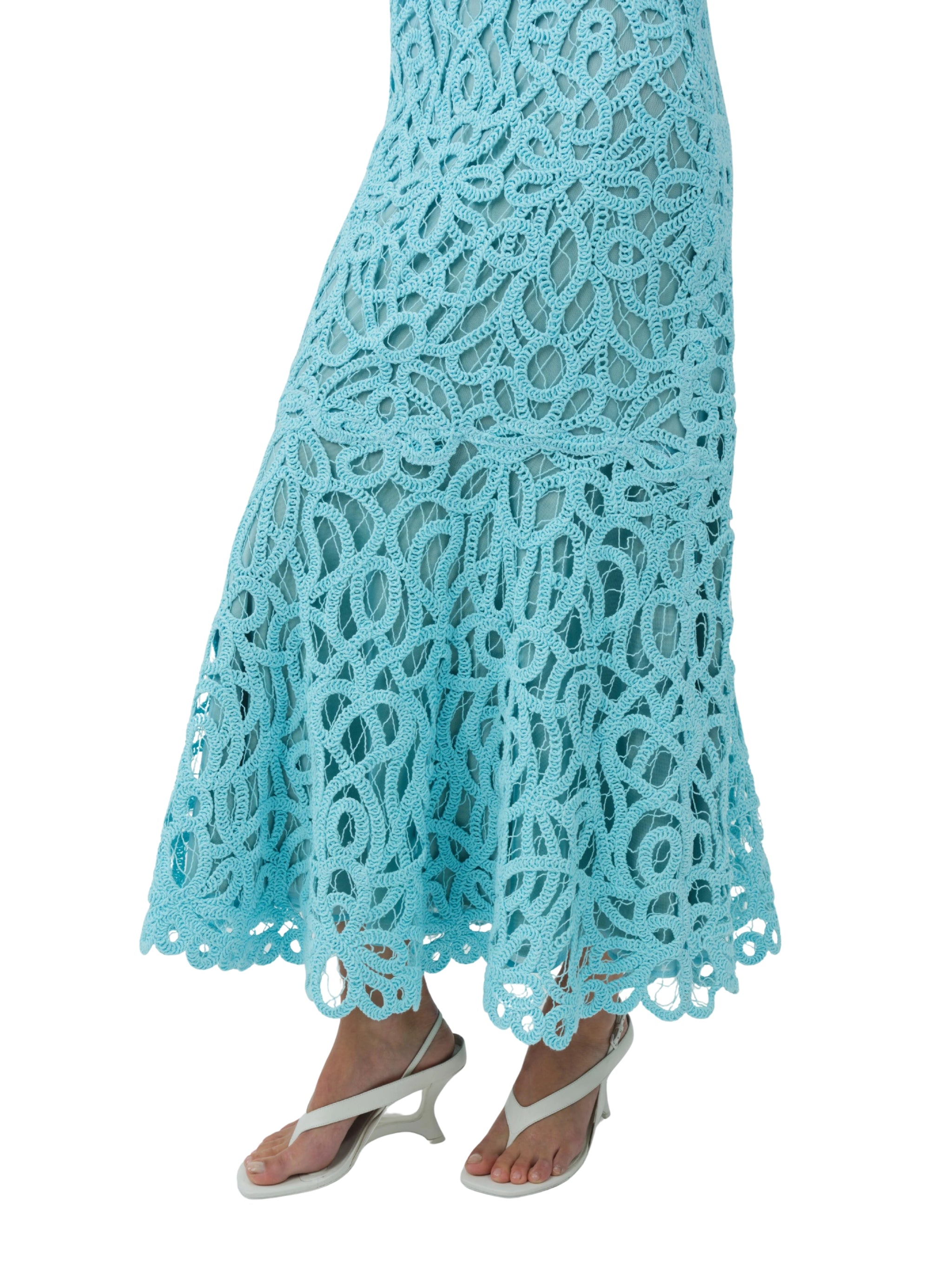 Clairis laced guipure bustier midi dress