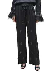 Embroidered Satin Trousers