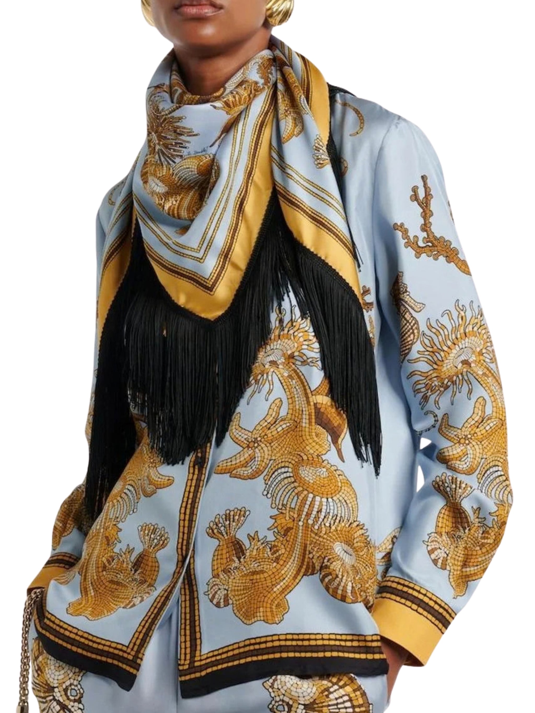 Reversible fringe foulard 90