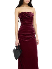 Silk velvet ruched dress