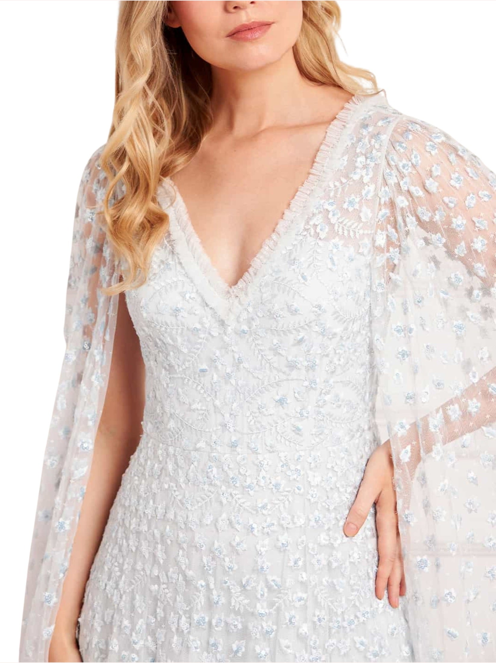 Clover cape sleeve ankle gown