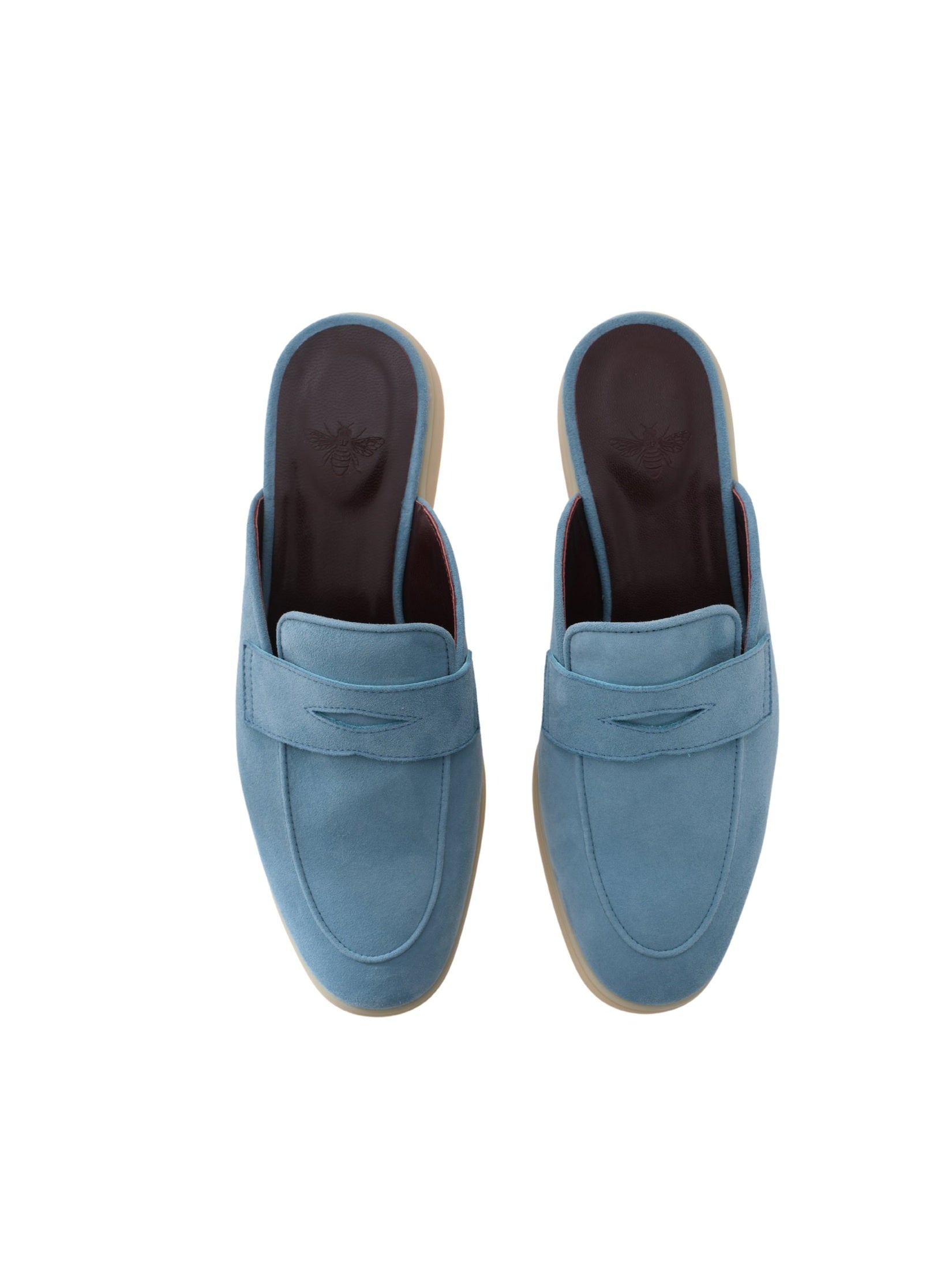 Sky blue suede gomme slippers
