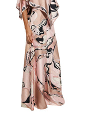 Orchid Print Silk Trousers