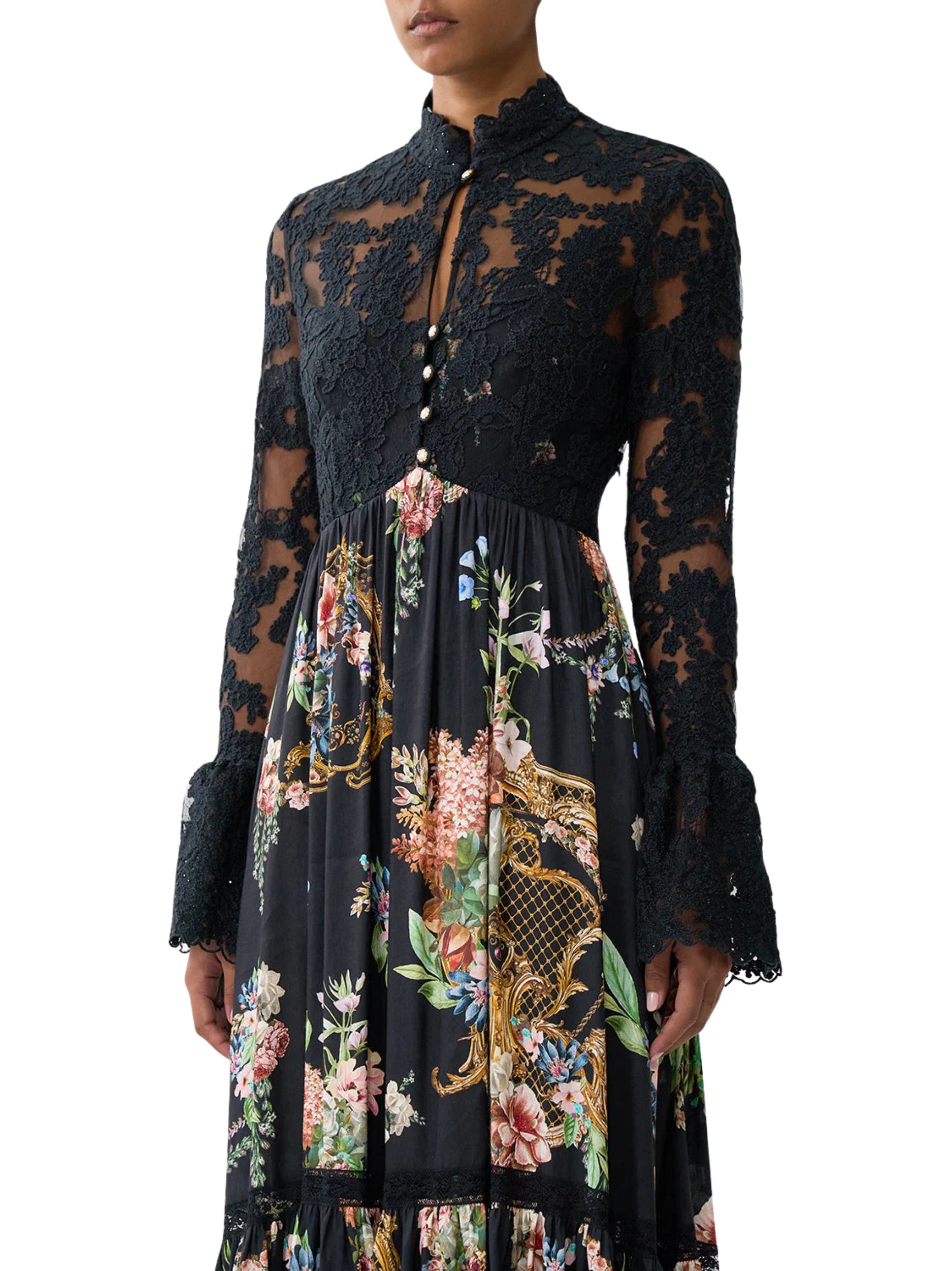 LACE BODICE MAXI DRESS