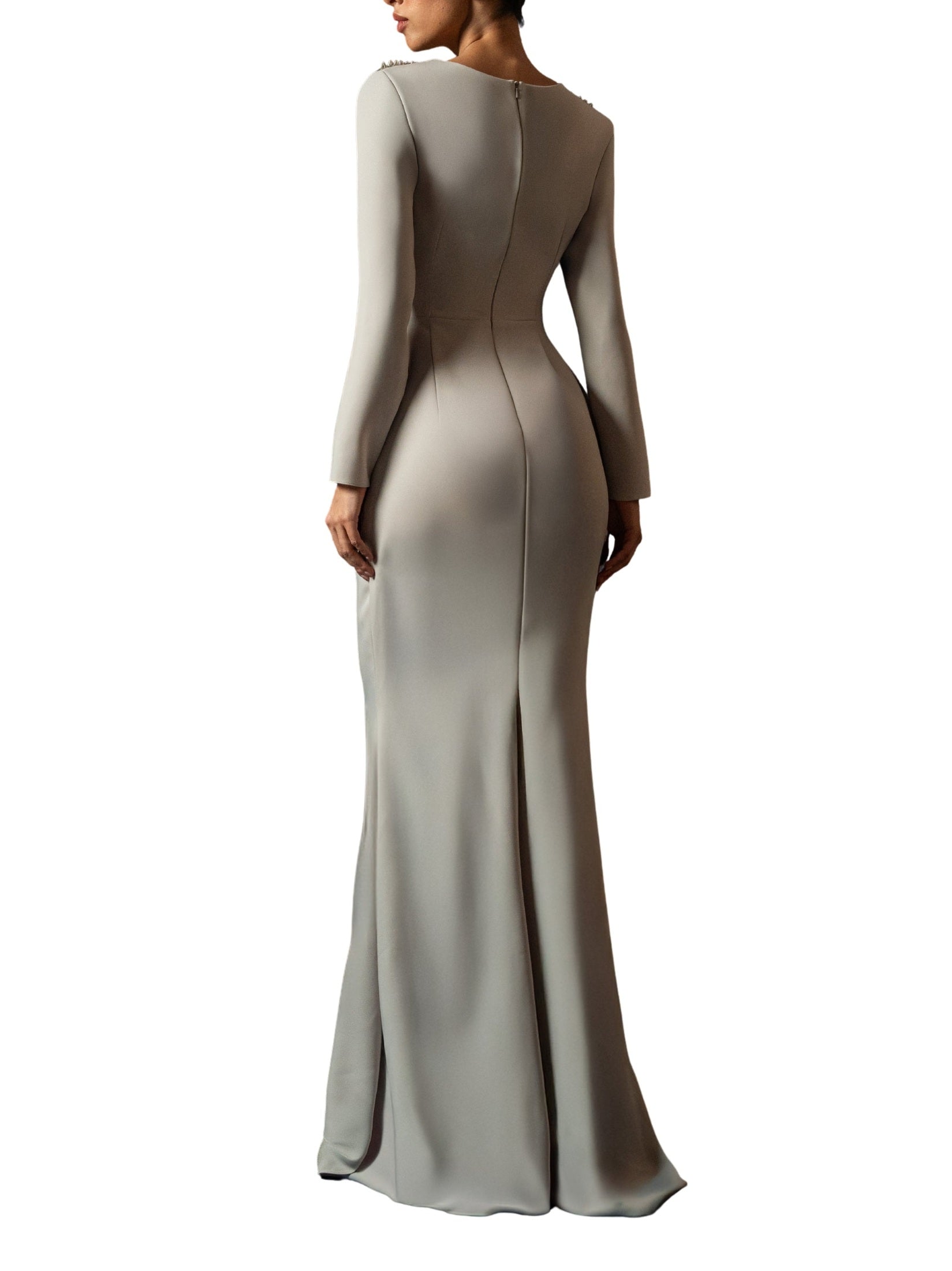 Hand embroiderd chest long sleeves off shoulder dress full cover modest dress fish cut