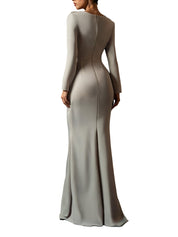 Hand embroiderd chest long sleeves off shoulder dress full cover modest dress fish cut