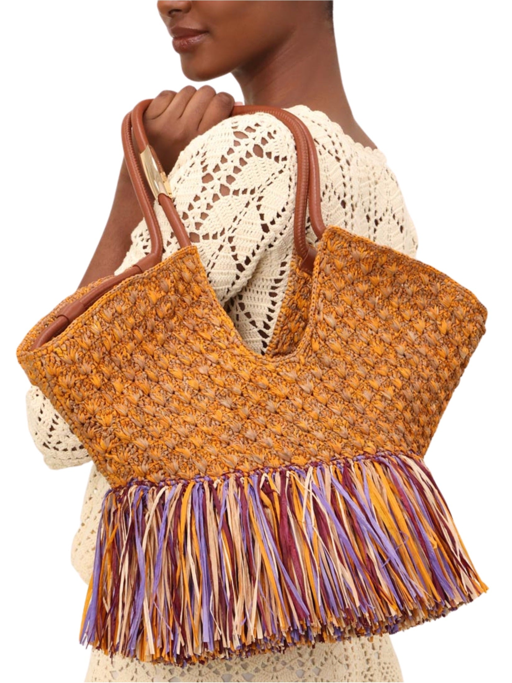 Goldentime medium fringe tote