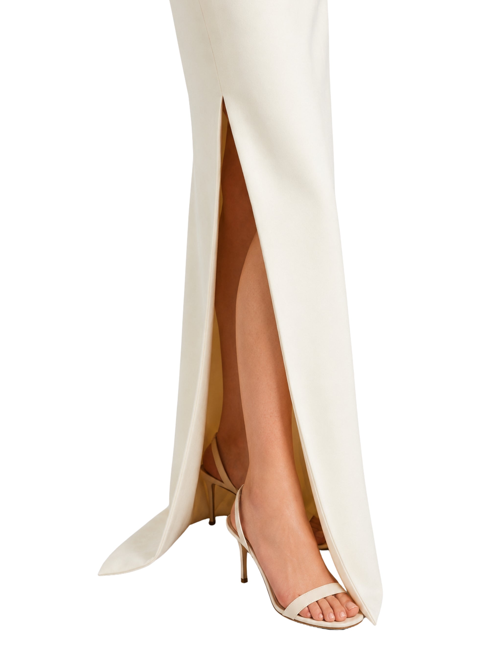 3/4 sleeve column gown with boat neckline