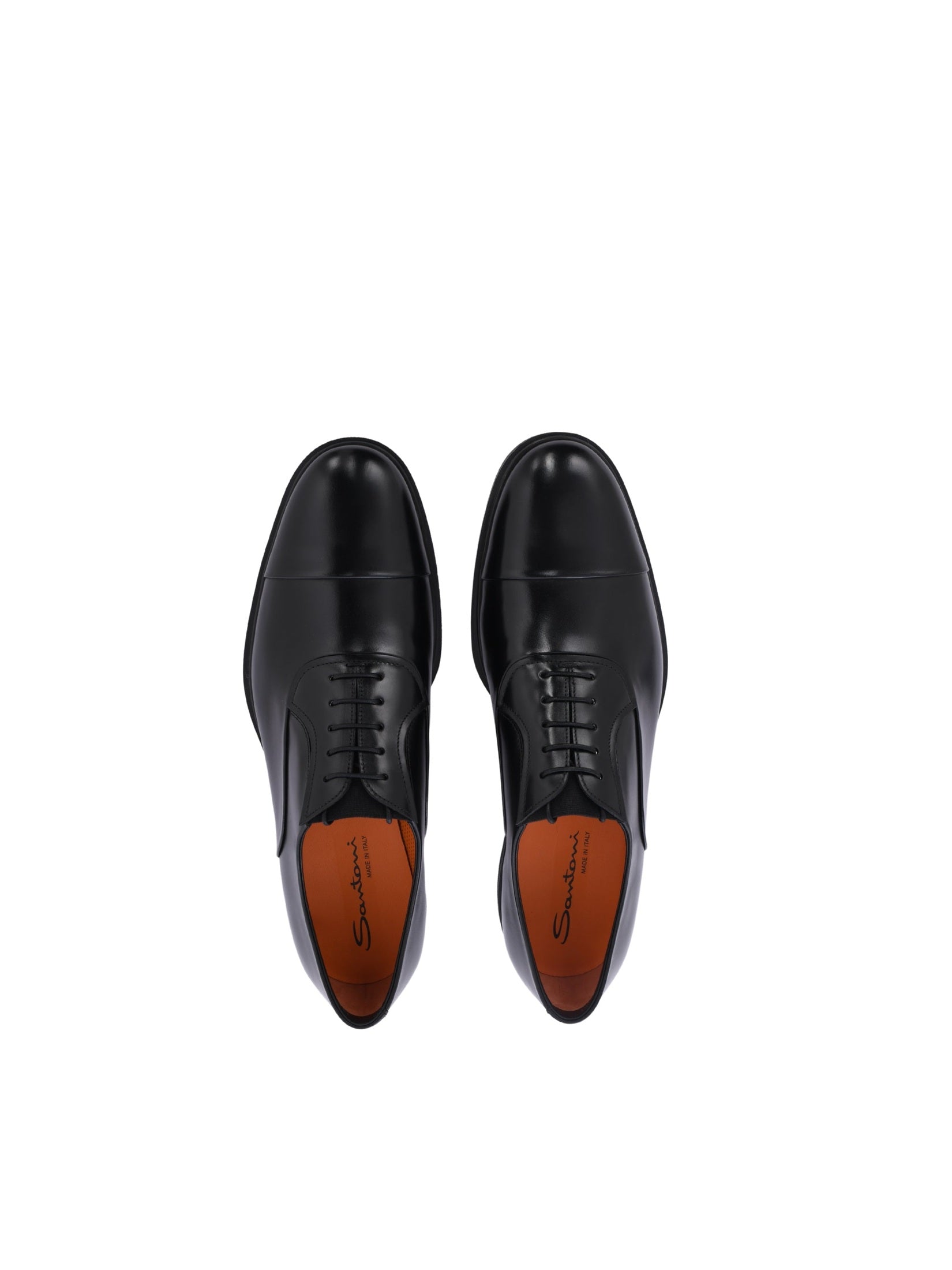 Men's black leather easy lace-up