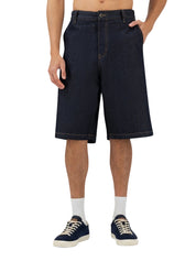 The stitched denim shorts
