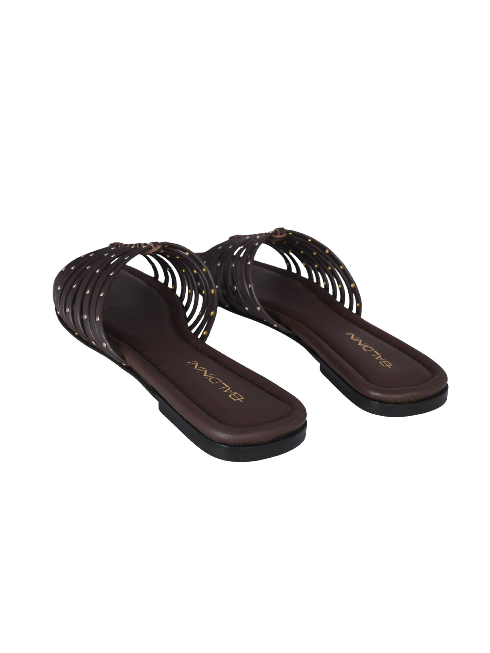 Dark brown studded leather mule