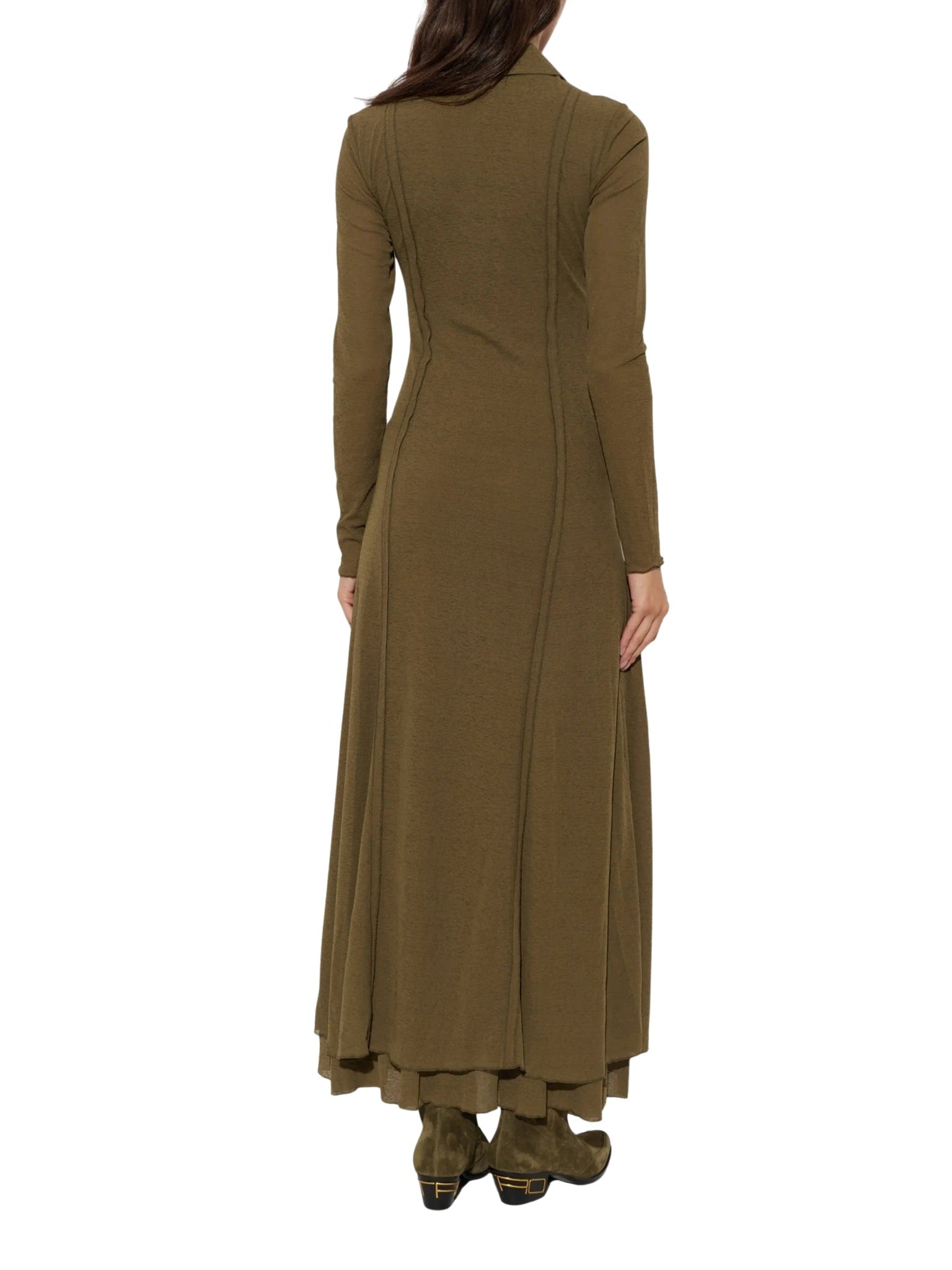 Marl mesh long sleeve maxi tie dress