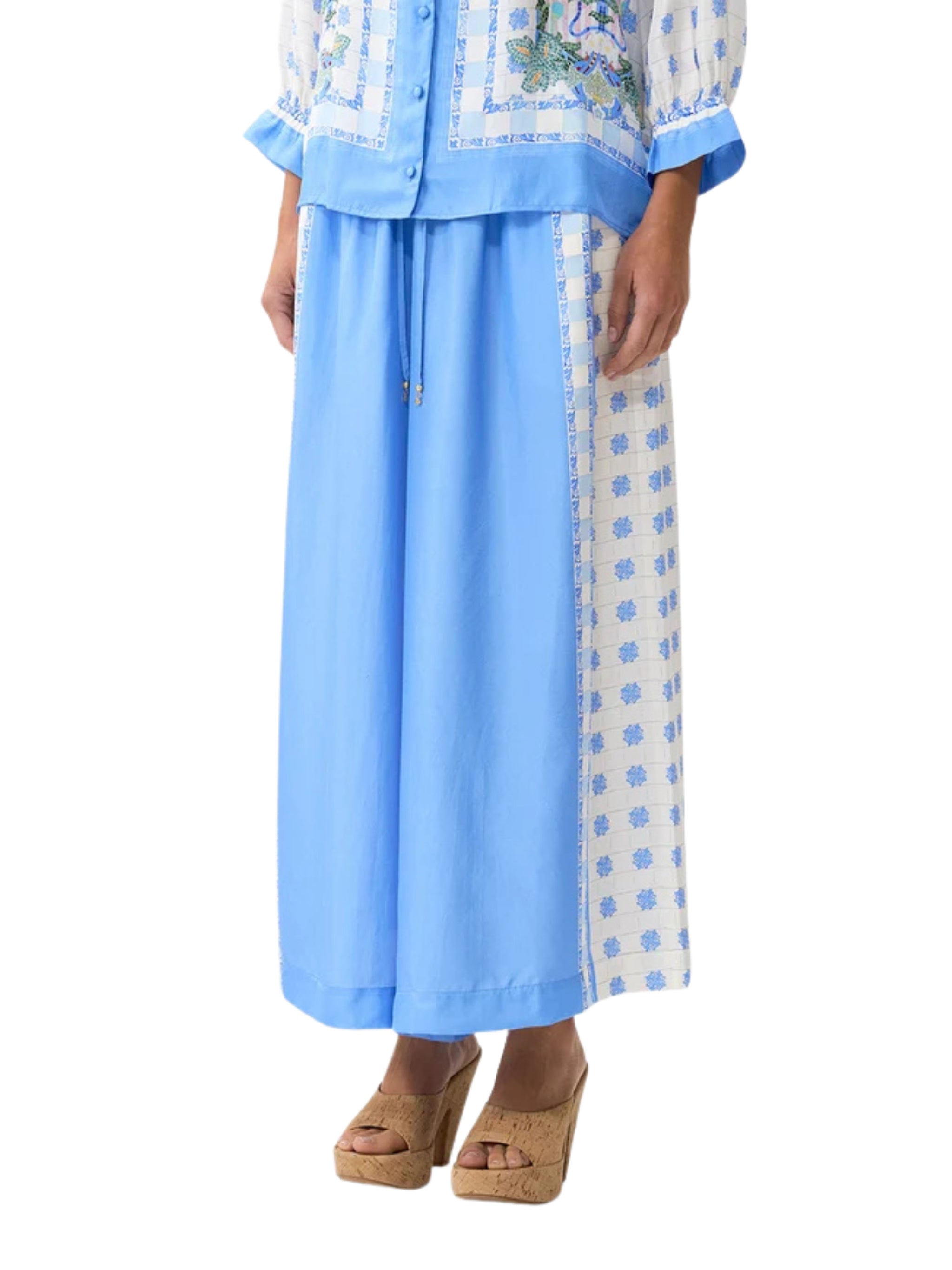 Wide leg elastic waist pant