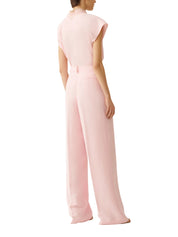Viscose linen double pleat wide trousers