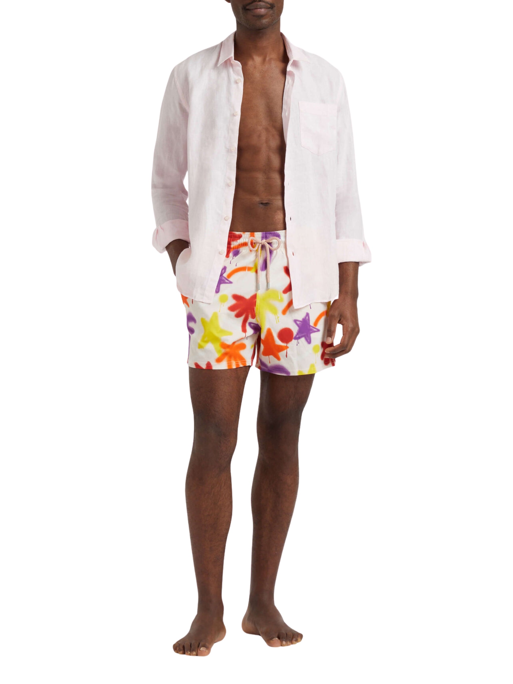 Men Stretch Short Swim Shorts Spray Paint - VBQ x Palm Angels