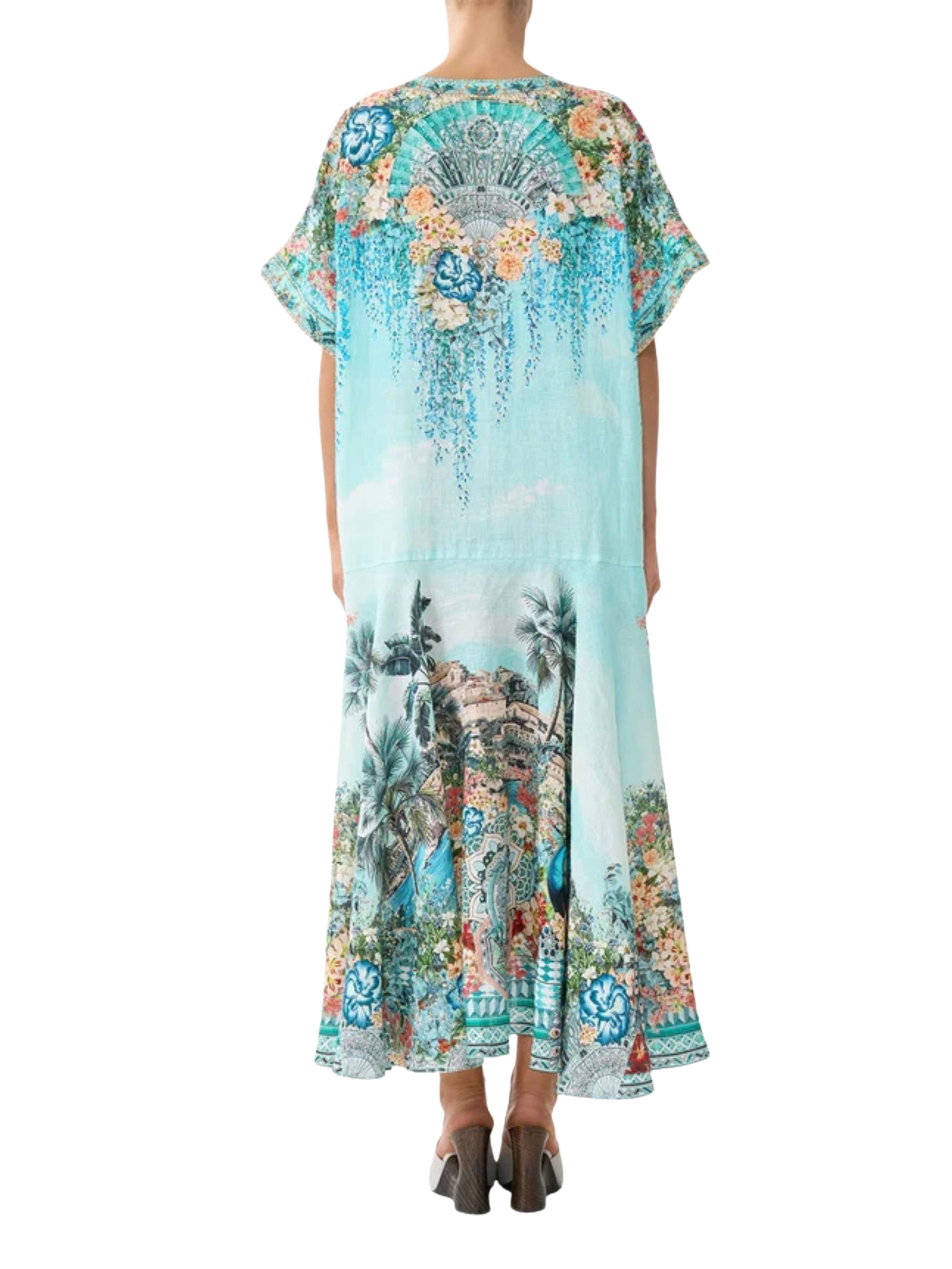 V neck kaftan with drop waist