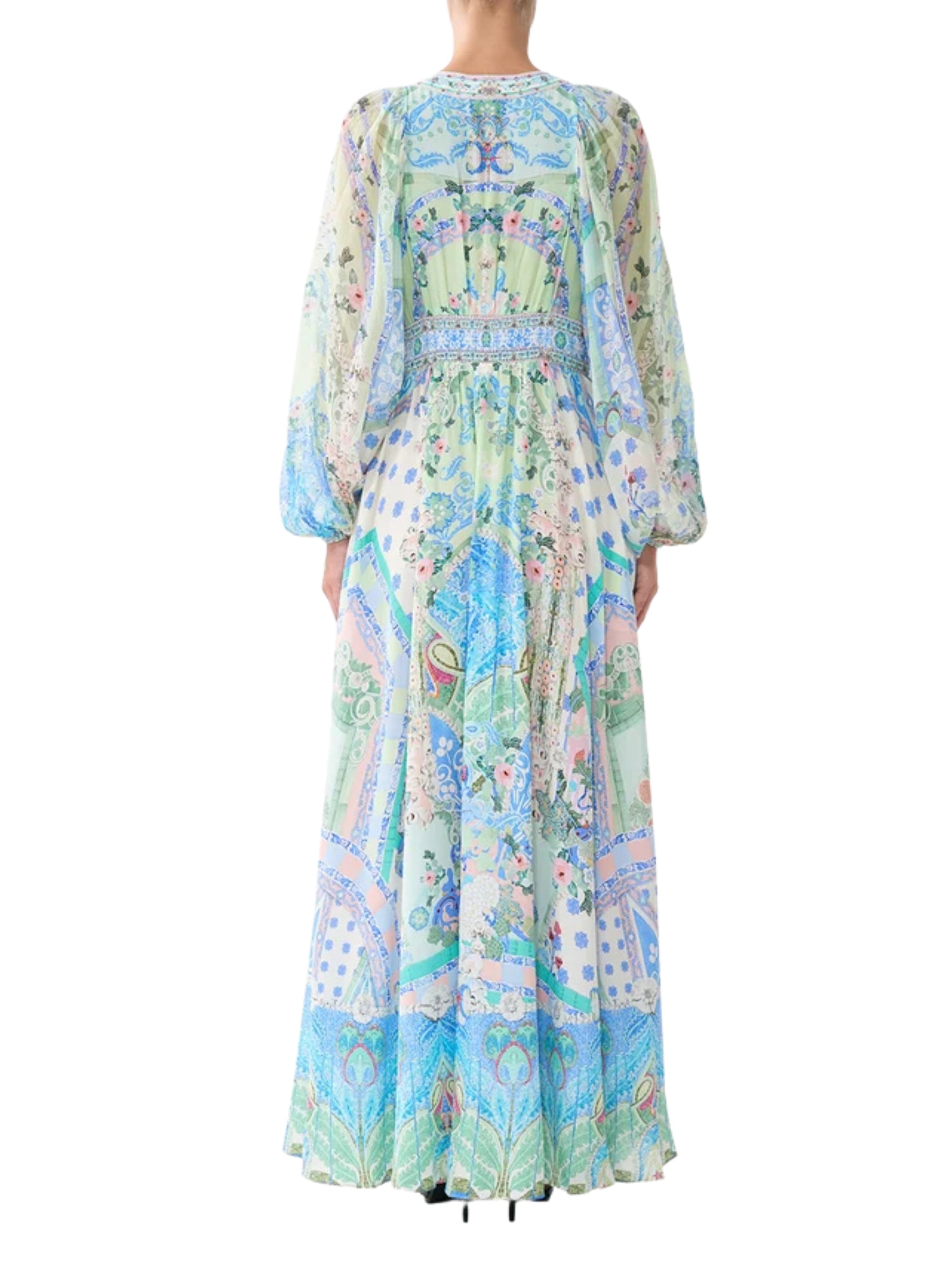 Lace up front long dress
