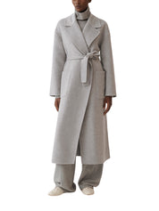 WOOL CASHMERE DOUBLE TOPCOAT PATCH POCKETS AND SELF BELT