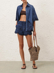 Coco embroidered denim shirt