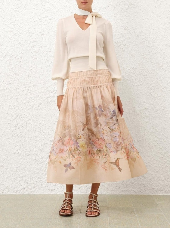 Illuminate drawn midi skirt