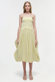 IZZY STRAPLESS TAFFETA MIDI DRESS